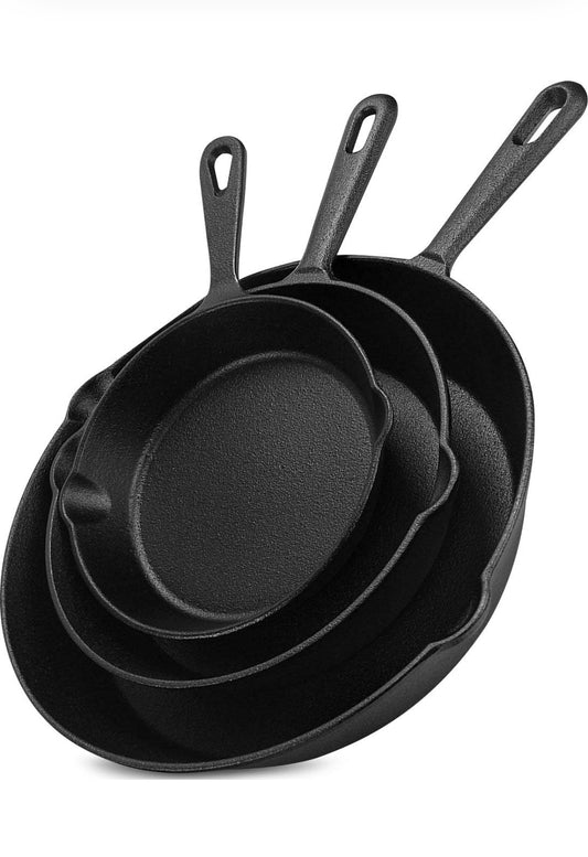 Cast Iron (3) piece Skillet set